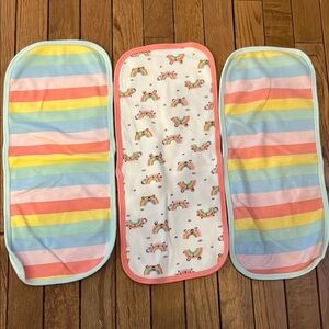 Set of 3 Colorful Rainbow and Striped Baby Burp Cloths
